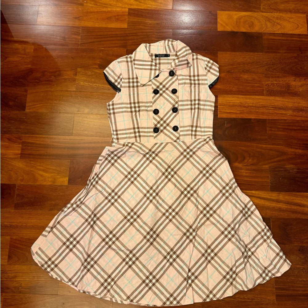 Burberry Plaid Short Sleeve Dress